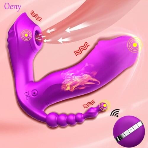 3 In 1 Wireless Sucking Vibrator for Women 7 Speed G-Spot Clitoris Stimulator Anal Viginal Dildo Vibrators Erotic Adult Sex Toys