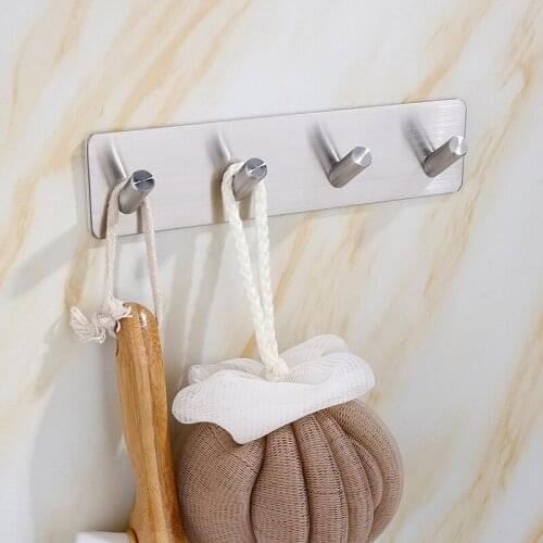304 Stainless Steel 4 Robe Hook Wall Mounted Sliver Modern Viscose Coat Hooks for Bathroom Kitchen Lavatory Clothes Key Hanging