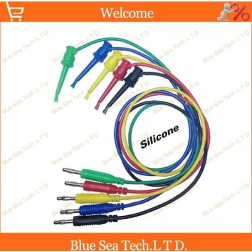 5pcs 1M five color multimeter pen extension test hook clip with 4mm banana plug 16 AWG 30VDC-60VAC /Max.15A Free Shipping