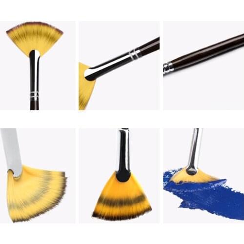 6pcs Sector Shape Nylon Paint Brush Artist Drawing Art Supplies Painting Brushes Oil Painting Brush