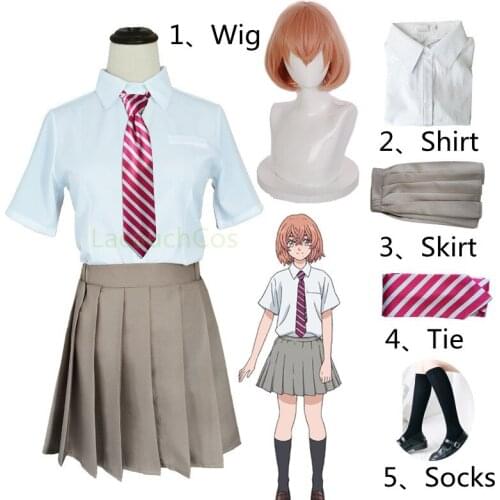 Anime Tokyo Revengers Tachibana Hinata Cosplay Costumes JK School uniform Suit Shirt Tie Skirt Socks Wig Halloween Anime clothes