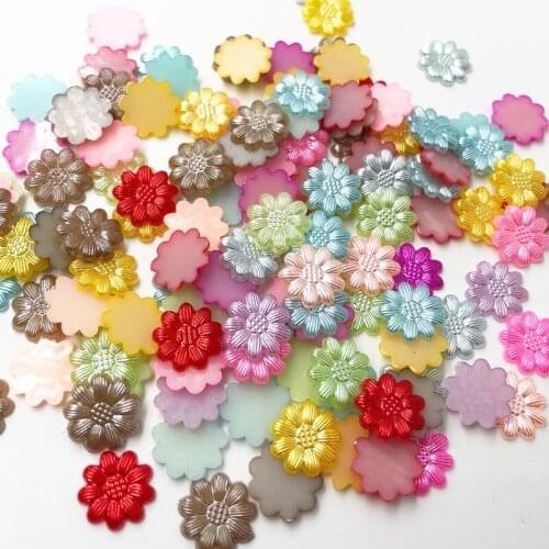 100pcs 13mm Flowers Imitation Half Pearl Flatback Beads for Scrapbook DIY Decoration