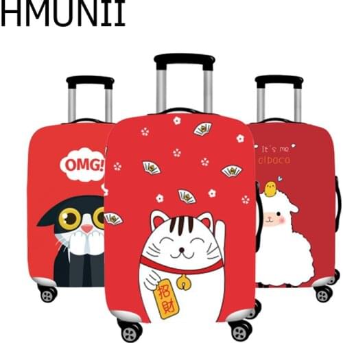 HMUNII Lucky Cat Travel Luggage Cover For 18-32 Inch Suitcase Protective Cover Case Luggage Bag Dust Cover Travel Accessories