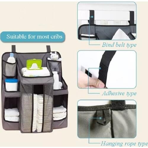 Baby Product Crib Storage Bag Bedside Storage Rack Crib Diaper Hanging Bag Multifunctional Baby Care Sorting Case