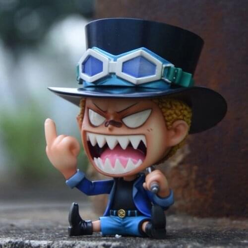 FigureCrazy Kid Sabo Childhood Style Angry Sitting Ver. Luffy Ace PVC Action Figures Luffy Zoro Collectibles Model 8cm