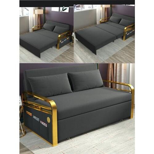 Linen hemp fabric sofas Living Room Sofa set stainless steel frame alon couch puff asiento muebles de sala canape sofa bed cama