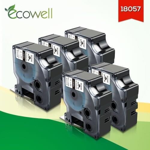 Ecowell Label tape 18057 19mm Industrial Heat Shrink Tube replace for Dymo Rhino 4200,5000,6000,6500 label maker Black on White