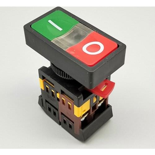 1Pcs 22mm/25mm 220V AC ON/OFF START STOP 1NO 1NC 2 buttons AS-22N 25N Momentary double head Push Button Switch With LIGHT