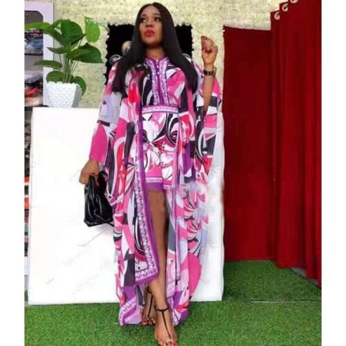 Two Piece Set Dashiki Traditional African Clothing Women Africaine Print Bodycon Top Dress And Shorts African Clothes 2021