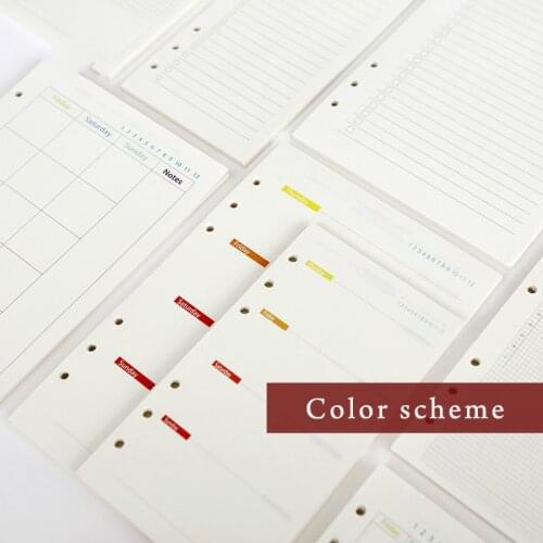 Multicolour 6 holes loose-leaf notebook refill A5 A6 hardiron loose-leaf hardiron filler papers