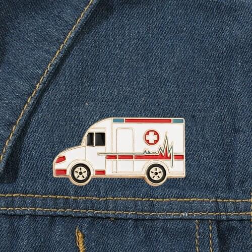 Cartoon Enamel Ambulance Brooches Medical Brooch Pin Cute Car Badge Fashion Jewelry Accessories Gift For Ambulances Crew