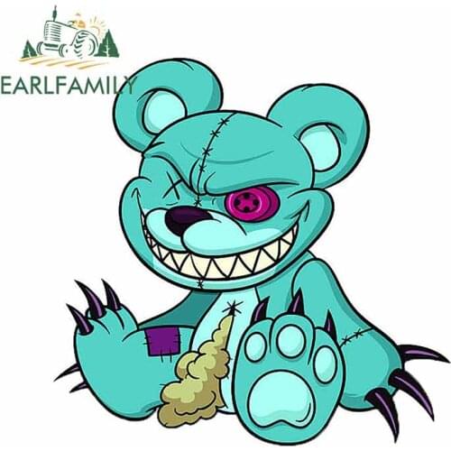 EARLFAMILY 13cm x 12.9cm For Evil Teddy Bear Car Graffiti Sticker Car Decoration Decal Trunk Waterproof Suitable For VAN RV