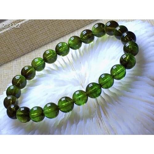 Natural Green Tourmaline Quartz Bracelet Round 7.8mm Rare Clear Beads Women Men Fashion Best Stone AAAAA