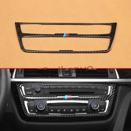 Carbon Fiber Trims For BMW 3 4 Series F30 F33 Dashboard Air Condition Control Media Panel Frame Accessories Overlay