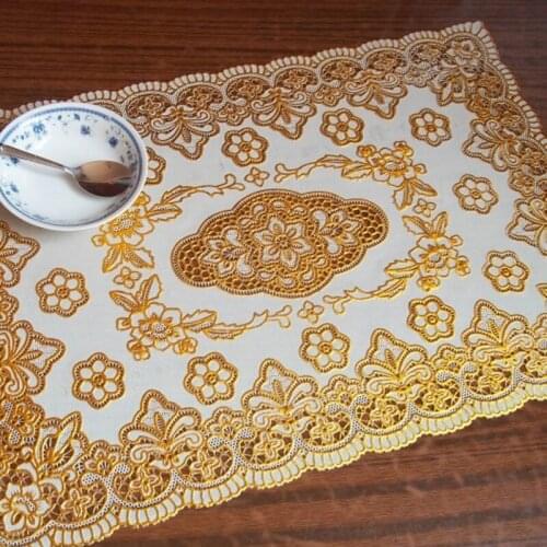 Pvc Gold Placemat For Table Cup Coffee Accessories Heat Resistant Mats For Christmas/Wedding/Party Kitchen Tableware 24X36Cm