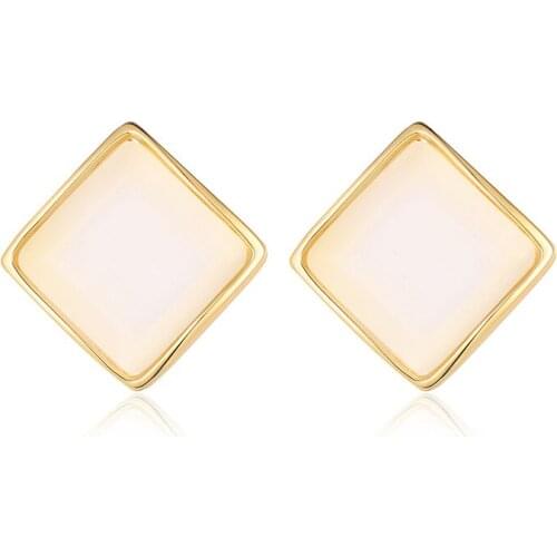 Shineland New Trendy Geometric Square Stud Earrings For Women Charm Simple Wedding Party Cute Fashion Jewelry 2021 Gift