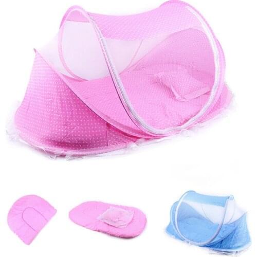 Baby Crib Mosquito Net Tent Portable Multi-Function Cradle Bed Infant Foldable Mosquito Netting pillow+mats+music Box four sets