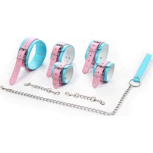 SM Sex Bondage Necklace Erotic Handcuffs Set Fetish Collar Leather Sex Toys for Couples Adult Games for Men Women