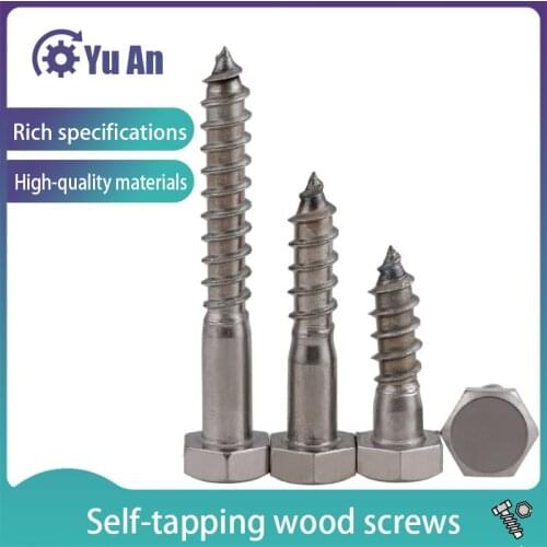 External Hex Head Cap Tapping Wood Screw 304 Stainless Steel Hexagon Head Self Tapping Screw M6.3 5pcs