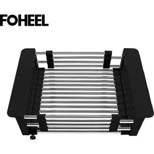 FOHEEL Retractable Kitchen Sink Drain Rack Creative Silica Gel Drainage Rack Drying Stainless Steel Tube Holder Foldable