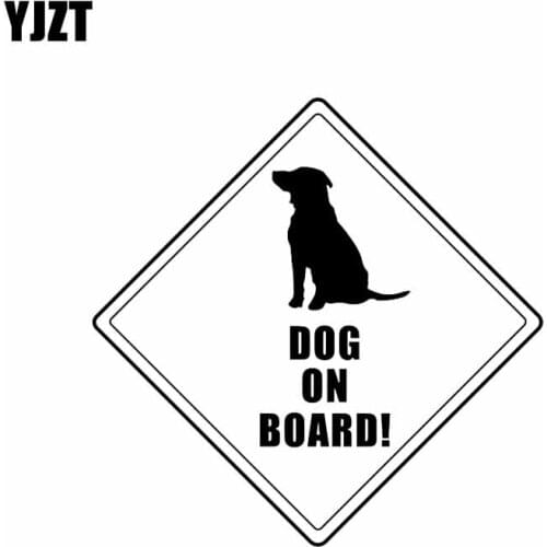 YJZT 15CM*15CM DOG ON BOARD Cute Fashion Vinyl Material Decoration Car Sticker Black/Silver C2-3247