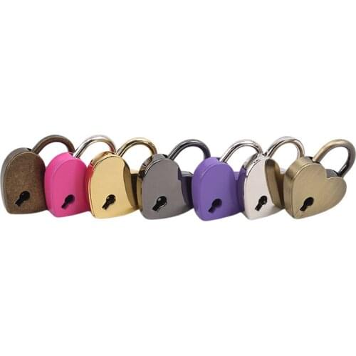 Heart Shape Padlocks Vintage Old Antique Style Mini Padlocks With Key Lock For Travel Wedding Jewelry Box Diary Book Suitcase