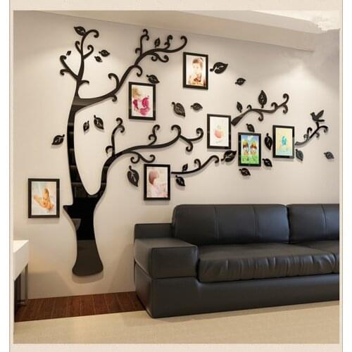 DIY Mirror Wall Sticker Tree Acrylic Photo Frame Tree Stickers Art Wall Decoration For Home Living Room TV Background