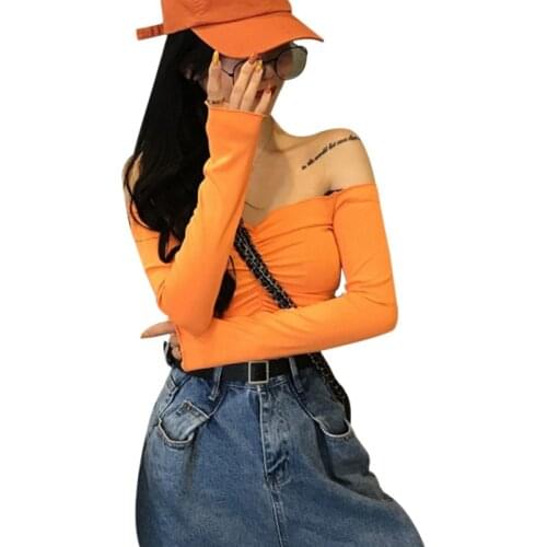 Womens Sexy Off Shoulder Tshirt Slash Neck Casual Long Sleeve Tops Clubwear Summer Ladies Tops