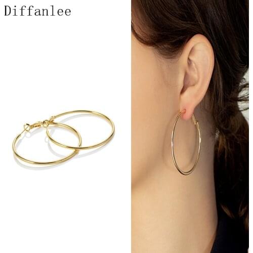 High quality Big Circle Smooth Earrings Large For Women Fashion 585 Gold color Round Hoop Charm Trend Dangle Earring Jewelry