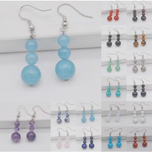 Brazilian Sodalite/Aventurine/Lapis/Carnelian/Sandstone/Labradorite/Crystal/Howlite Stone Earrings Jewelry For Woman Gift 1 Pair