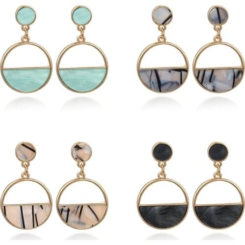 2020 New Womens Gold Earrings Metal Simple Charm Hollow Geometric Pendant Drop Earrings Pendientes Mujer Moda