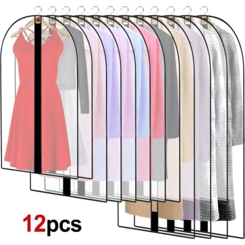 12 Pieces Breathable Clothes Covers Waterproof Dustproof Garment Covers Bags Moth Proof Dress Bag Covers Damp-proof Storage Bag