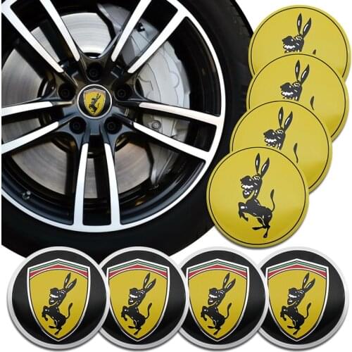 4pcs 56mm Car Wheel Center Hub Cap Stickers Donkey Badge Emblem For Ferrari Auto Decoration Accessories