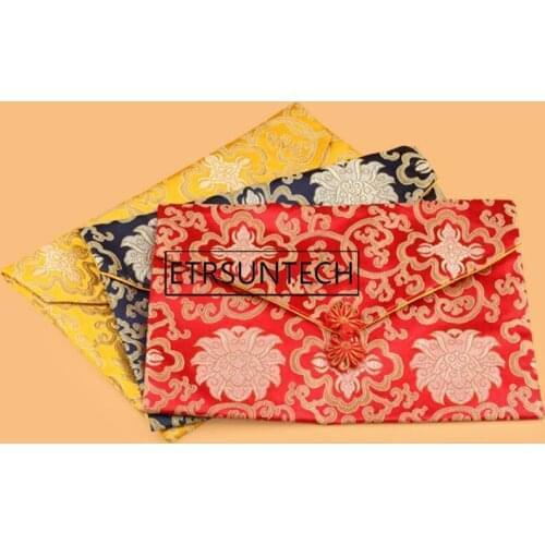 50pcs Chinese Style Scripture Book Bag Lucky Large Silk Brocade Storage Bag Buddhist Books Cloth Protection Collection Bag