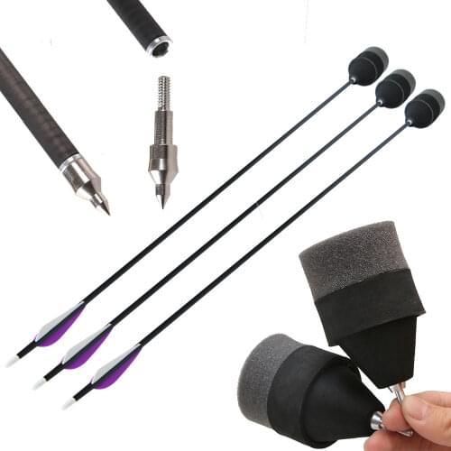 6pcs sponge safety arrows foams carbon shaft ID 6.2mm exchangeable arrowheads broadhead tag cs game shooting hunting archery