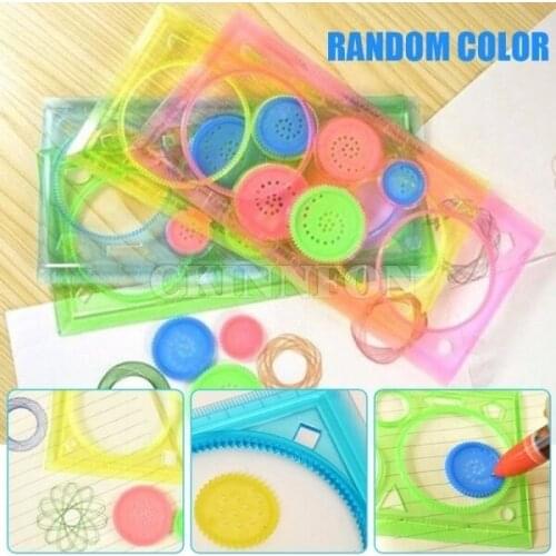 800Pcs/Lot Creative Student Straight Ruler Plastic Spirograph Ruler Drawing Ruler