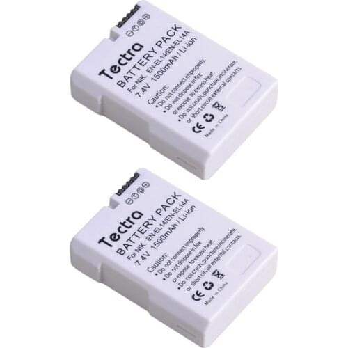 2PCS 1500mAh EN-EL14A EN-EL14 ENEL14 Battery for Nikon D3100 D3200 D3300 D3400 D3500 D5600 D5100 D5200 P7000