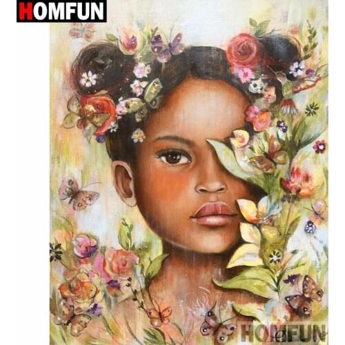 HOMFUN 5D Diamond Painting Full Drill Diamond Embroidery "Flower girl " Picture Of Rhinestone Handmade Home Decor A20276
