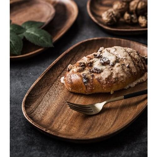 Whole Wood lovesickness Wood Irregular Oval Solid Wood Pan Plate Fruit Dishes Saucer Tea Tray Dessert Dinner Plate Tableware Set