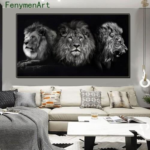 Black White Lions Posters And Prints African Animals Decorative Paintings Modern Wall Art Picture For Living Room Bedroom Decor