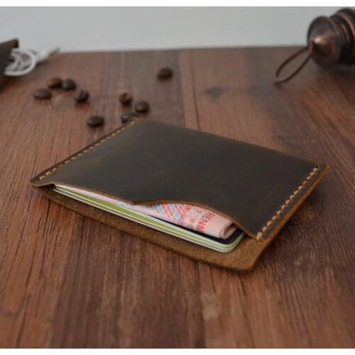 Pure Handmade Wallet for Credit Cards Vintage Genuine Leather small Card Holder Men Creative Design Bank Card Case