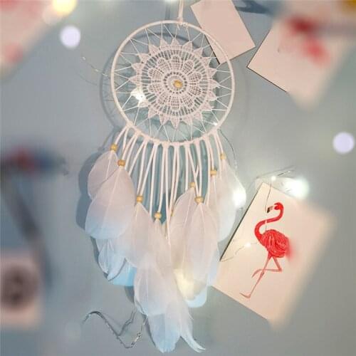 Fantasy Black White Home Decor Simple Feather Handmade Wall Hanging Pendant Dream Catcher Children Gift Room Decoration