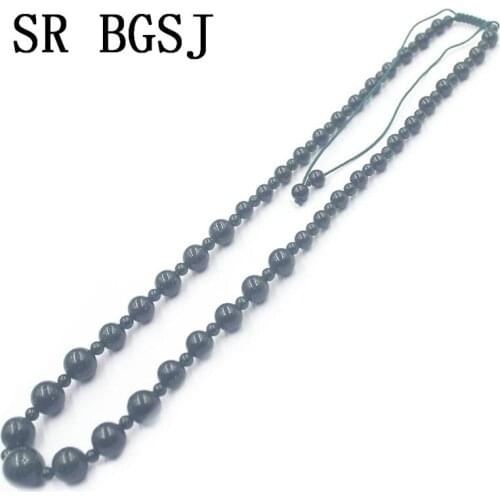 Free Shipping 4-12mm Green Sand Stone Graduated Natural Gems Stone Beads Adjustable Nice Necklace 18"