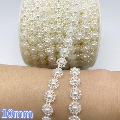 1 Yards10mm Artificial Pearls Flower Beads Chain Garland Flowers Wedding Party Decoration Diy Accessories #01