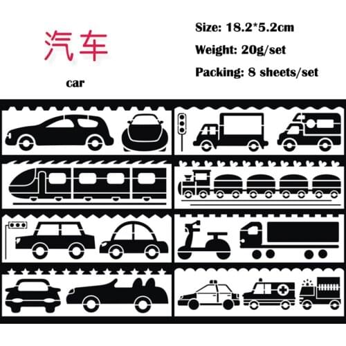 8pc Car Bullet Journal Stencils Painting Stencil DIY Scrapbooking Album Decorative Accessories Drawing Template Reusable