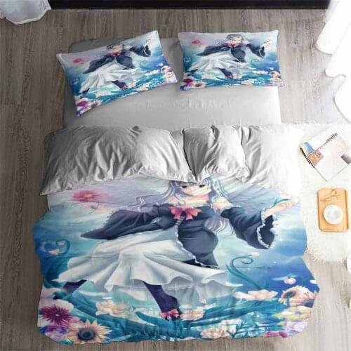 HELENGILI 3D Bedding Set Cartoon Anime cute girl Print Duvet cover set bedclothes with pillowcase bed set home Textiles