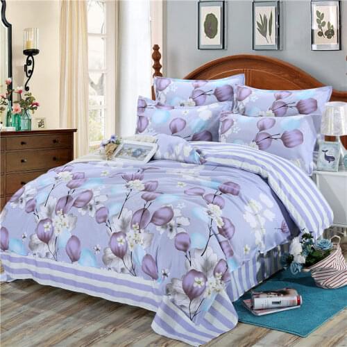 4pcs Flower Plant Printed Kids Bed Cover Set Duvet Cover Adult Child Bed Sheets and Pillowcases Comforter Bedding Set 61003