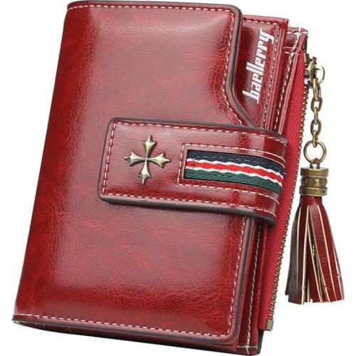 Fashion Small Oil wax Leather Wallet Women Stylish Zipper & Hasp Card Wallet Woman High Quality Short Credit Card Holder Purse