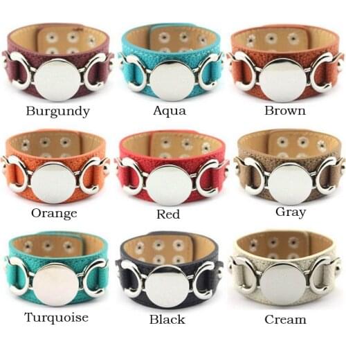 Tone Blank Monogram Leather Cuff Bracelet for Women Men Creatively Monogram Leather Cuff Bracelet Fashion Jewelry