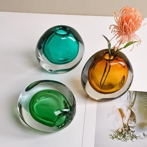 Creative New Products Glass Crafts Vase Decoration Home Adornment Living Room Desktop Dried Flowers Flower Arrangement Ornaments